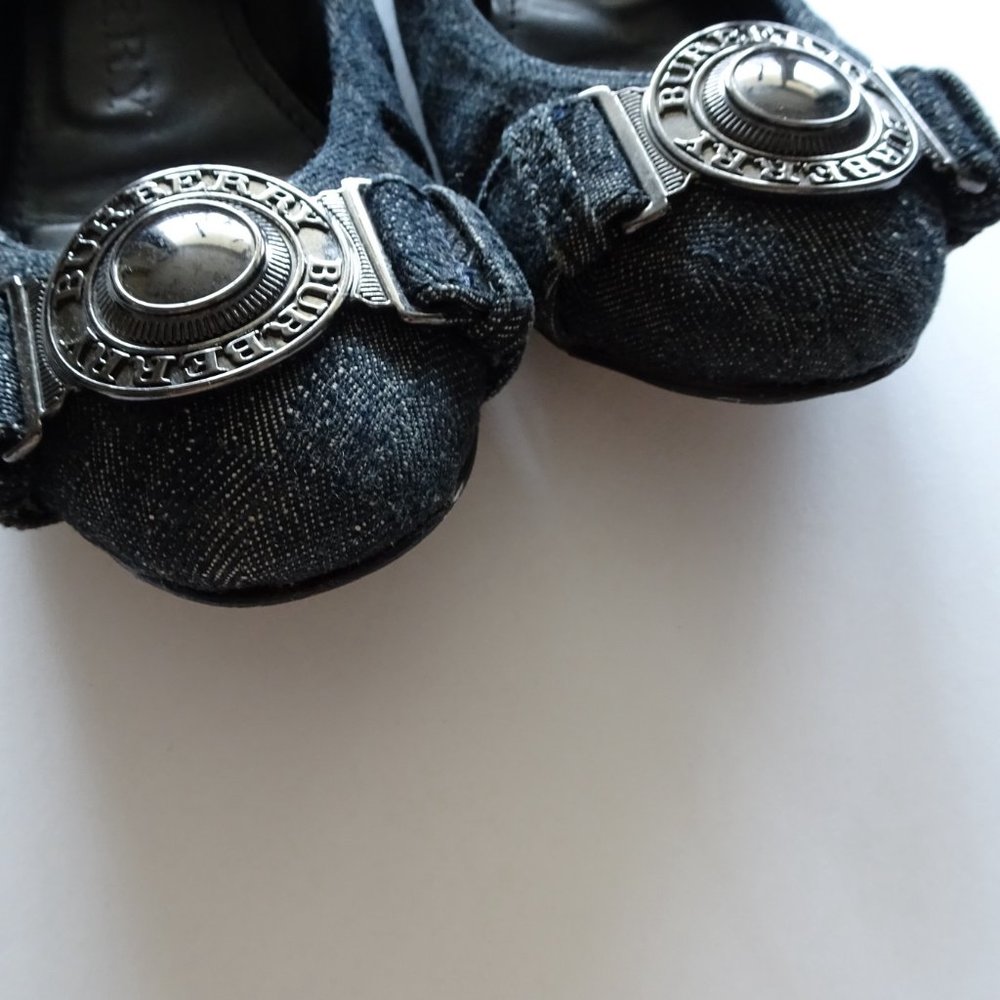 Burberry Dark Blue Denim Ballet Flats - Picture 2 of 8